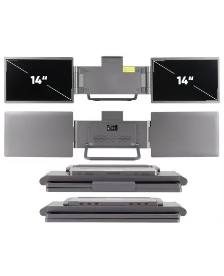 14-Inch Triple Portable LCD Monitor IPS Panel 1920*1200P Tri Extender Laptop Patent Design Dual Type-c USB 3.0 Display