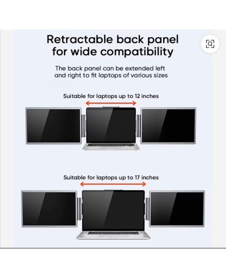 14-Inch Triple Portable LCD Monitor IPS Panel 1920*1200P Tri Extender Laptop Patent Design Dual Type-c USB 3.0 Display