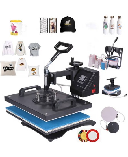 8-in-1 Heat Press Machine Digital Combo - T-Shirt, Mug, Plate, Cap, Cup, Swing Away Heat Transfer