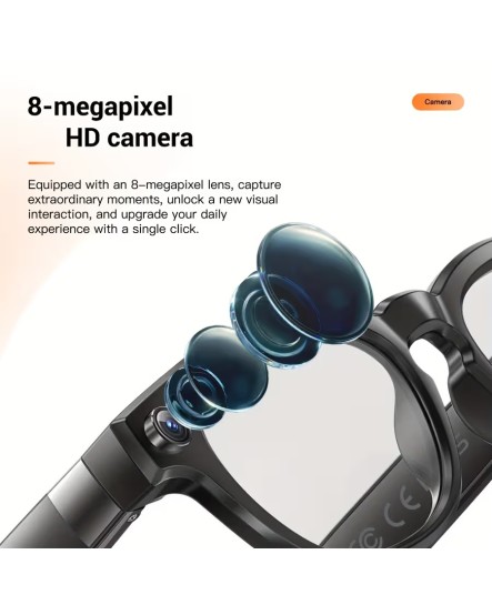 2026 Smart AI Glasses 8MP Camera Photo Video Recording with Automatic Color-changing Lenses Smart Wearable Headset 